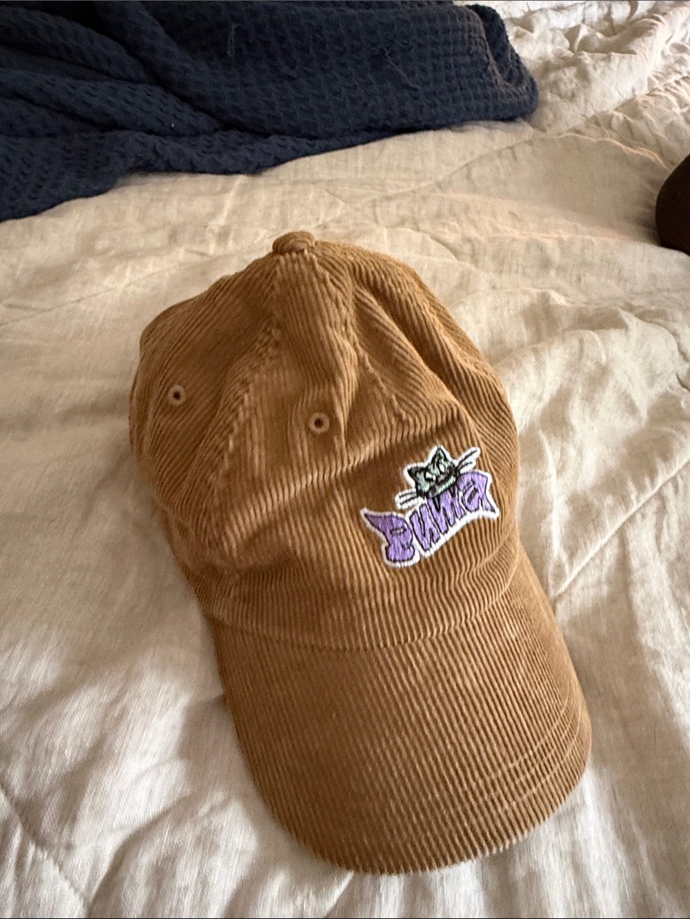 Puma Tan Corduroy Cap with Small White Logo Tag